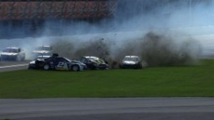 Brad Keselowski gets caught up in a ten car wreck Friday Photo - speedtv.com