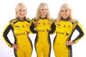 Brooke Werner (L) joins Current Miss Sprint Cup Kim Coon (C) and Jaclyn Roney (R)Photo - Sprint